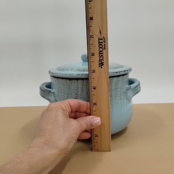 De Silva Terracotta Pottery Pot 6" x 7" Blue Cook Ware Casserole Soup Bean 48oz - Picture 10 of 13